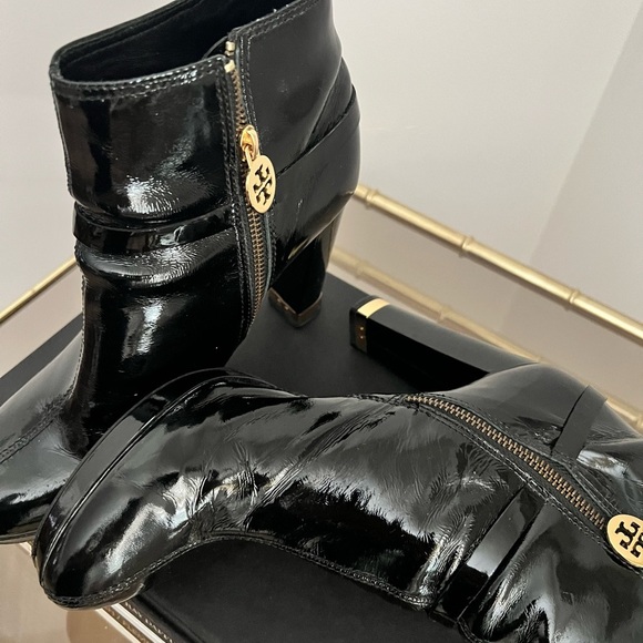 Tory Burch Glossy Black Ankle Booties - Picture 8 of 12